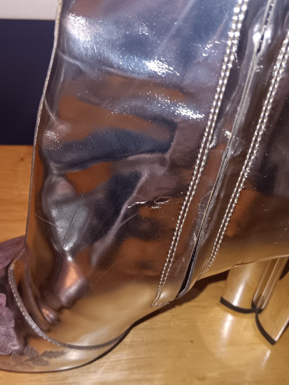 Louis Vuitton LV Metallic Floral Leather Silhouette Ankle Boots Size 35 - Picture 5 of 8
